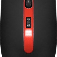 Мышь CBR CM-554R, оптика, радио 2,4 Ггц, 3кн 800/1200/1600 dpi, на аккумуляторе, выключатель питания, кабель в комплекте, черный/красный