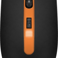 Мышь CBR CM-554R, оптика, радио 2,4 Ггц, 3кн 800/1200/1600 dpi, на аккумуляторе, выключатель питания, кабель в комплекте, черный/оранжевый