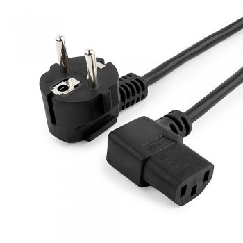 Кабель питания 220 EURO 1.8 метра VDE,10А, угловой разъем, с заземлением, Cablexpert, черный (1/100)