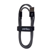 Кабель USB-microB 3м Perfeo нейлон металлические коннекторы черн/бел (50)