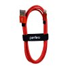 Кабель USB-iPhone8pin  1м Perfeo ткань металлические коннекторы красный (100)