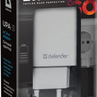 Адаптер 220В USBx3 Defender UPA-31 3.1А белый (50)