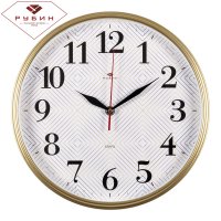 Часы настенные Рубин круг пластик 29*29 "Ромбы" корпус золото (1/10)*