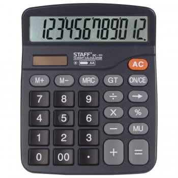 Калькулятор настольный  Staff PLUS DC-111 12разр 2-е пит 180x145мм+бат АА (1/10)