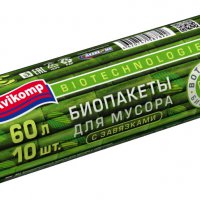 Пакеты для мусора  60л 10шт 11мкм рулон завязки белый Avikomp БиоBotanika (25)*