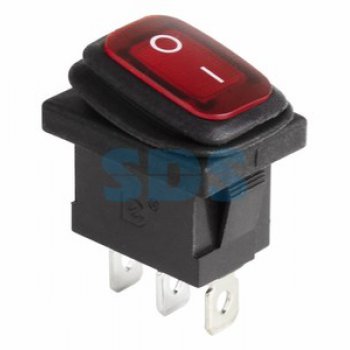 Выключатель Rexant вкл-выкл  6А мини подсветка влагозащита красный (10)