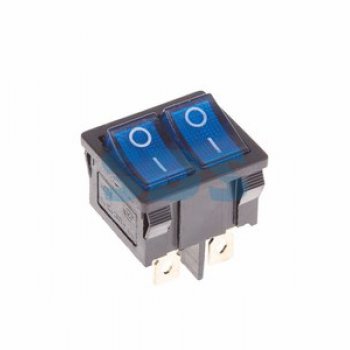 Выключатель Rexant вкл-выкл  6А мини подсветка двойной синий (10)