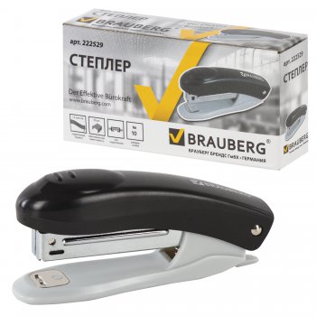 Степлер №10 до 12 листов Brauberg "Original" антистеплер  черный (1/12)