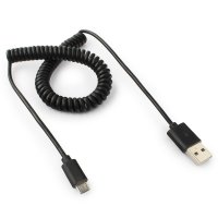 Кабель USB-microB 1.8м Cablexpert спиральный черный (200)