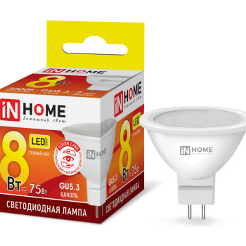 Лампа диодная MR16 GU5.3  8Вт 4000К 720Лм InHome (10)