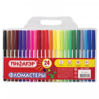 Фломастеры 24 цвета Пифагор вентилир.колпачок (6/12)