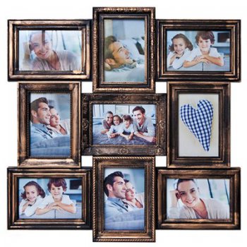 Мультирамка Platinum BIN 9 фото черный с золотом (6)