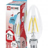 Лампа филамент свеча  7Вт Е14 4000К 630Лм InHome (10)