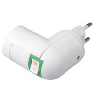 Переходник вилка-Е27 выключатель Ecola белый