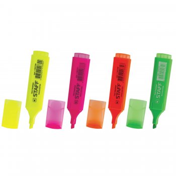 Маркер текстовый набор 4шт Staff  скошенный 1-5 мм желт.,оранж.,зел.,роз. (1)