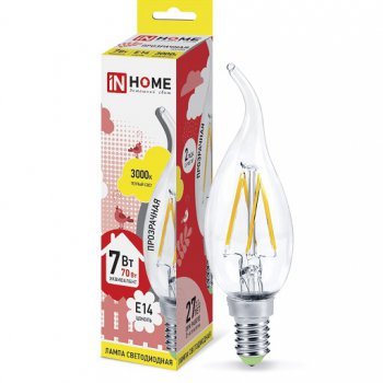 Лампа филамент свеча на ветру  7Вт Е14 3000К 630Лм InHome (10)