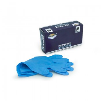 Перчатки нитрил M 100шт неопудренные голубой Aviora