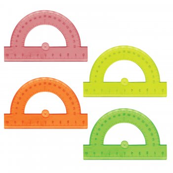 Транспортир пластик 10см 180 градусов Brauberg прозрачный неоновый ассорти (1/60)