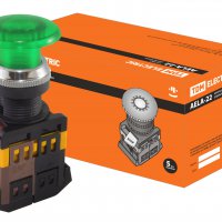 Кнопка TDM AELA-22 Гриб 1з+1p подсветка 220В зелёный (10)