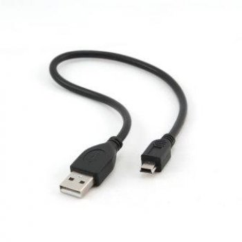 Кабель USB-miniB 0.3м Cablexpert 2.4A медь двойной экран чёрный пакет (1/500)