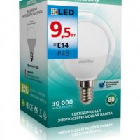Лампа диодная шар G45  9.5Вт Е14 6000К 760Лм SmartBuy (100)