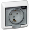 Розетка Этюд 1-СП белый с заземлением шторки IP44