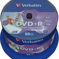 Диск DVD+R Verbatim 4.7 Gb 16x full inkjet print Cake box (50/200)