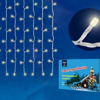 Занавес Uniel ULD-C1510-160  160LED 3000К 1,5х1м контроллер IP20