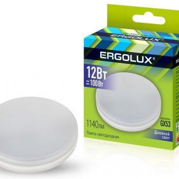 Лампа диодная GX53 12Вт 6500К 1140Лм Ergolux (10/100)
