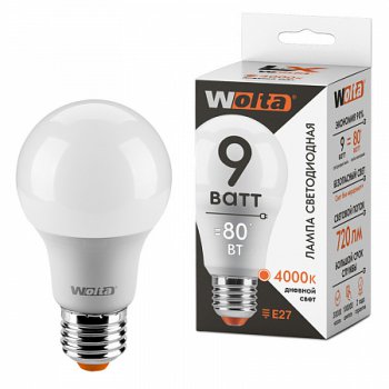 Лампа LED WOLTA A60 9Вт 720лм Е27 4000К    1/50