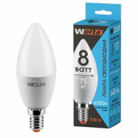 Лампа LED WOLTA C37 8Вт 640лм Е14 6500К    1/50