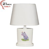 Светильник настольный с абажуром 1хE14 21Век 00030 белый принт Слоник (1)