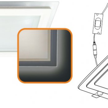 Светильник точечный квадратный 12Вт 4200K Ecola стеклянная подсветка 160x160x35мм (30)