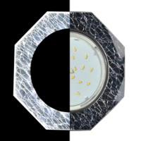 Ecola GX53 H4 LD5312 Glass Стекло 8-угольник с прямыми гранями с подсветкой  xром - колотый лед на черном 38x133 (к+)  [SE538AECH]