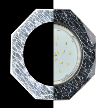 Ecola GX53 H4 LD5312 Glass Стекло 8-угольник с прямыми гранями с подсветкой  xром - колотый лед на черном 38x133 (к+)  [SE538AECH]