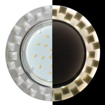 Ecola GX53 H4 LD5316 Glass Стекло Круг с квадратными плитками Жемчуг с подсветкой  хром - матовый 38x120 (к+)  [SL53TPECH]