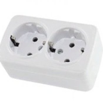 Розетка TDM Дача 2-ая белая с/з (8/80)