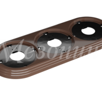 Рамка трехместная пластиковая, 234x92x14 мм, цвет - коричневый, серия УСАДЬБА, ТМ МЕЗОНИНЪ