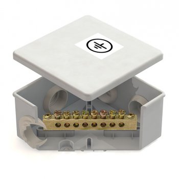 Коробка GE  []85*40 ОП IP55, урав. потенциал, шина, 6 вводов (60)