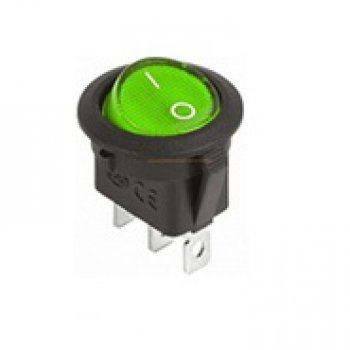 Переключатель TDM MIRS-101-3-G 1з подсветка 2 пол круглы зеленый (10)