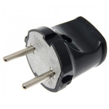 Вилка Универсал без заземления чёрная 6А (50/500)