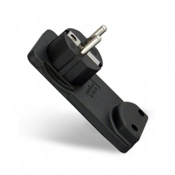 Вилка Универсал угловая плоская с/з 16А черная (100)