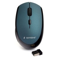 Мышь Gembird бесшумная 354 3кн, 800/1200/1600dpi, покрытие soft touch, синий, беспроводная, батарейки в комплекте, блистер (1/40)