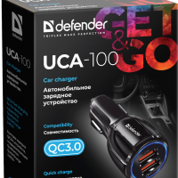 Адаптер авто USBx2 QC3.0 Defender UCA-100 max 5.4A черный (1/50)