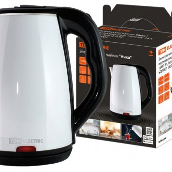 Чайник электрический сталь-пластик TDM Ника 1.8л 1800Вт белый (12)
