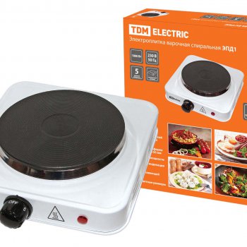 Электроплитка 1конфорка TDM ЭПД1 1000Вт диск d150мм коричневая (12)