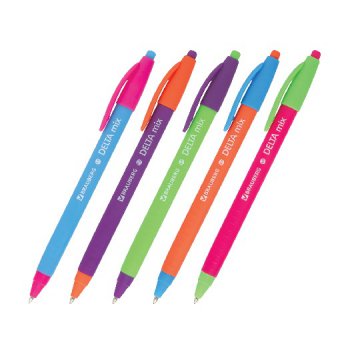 Ручка шариковая масляная автоматическая BRAUBERG "Delta Mix" 0,7 мм soft-touch корпус ассорти синий стержень (3/36)