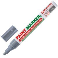 Маркер-краска лаковый (paint marker) Brauberg PROFESSIONAL 4 мм БЕЗ КСИЛОЛА (без запаха) алюминий СЕРЕБРЯНЫЙ (1/12)