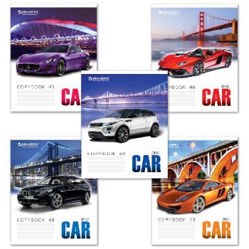 Тетрадь 48л. А5 клетка Brauberg ЭКО "КРУТЫЕ ТАЧКИ 2" обложка картон ассорти (10/100)