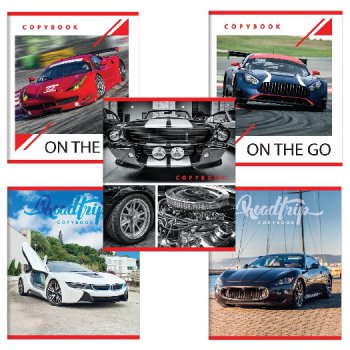 Тетрадь 48л. А5 линия Brauberg ЭКО "СПОРТКАРЫ" обложка картон ассорти (10/100)